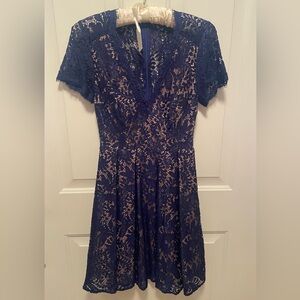 Eliza J Navy Lace Midi Dress